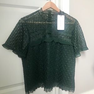 Zara Deep green Lace Top